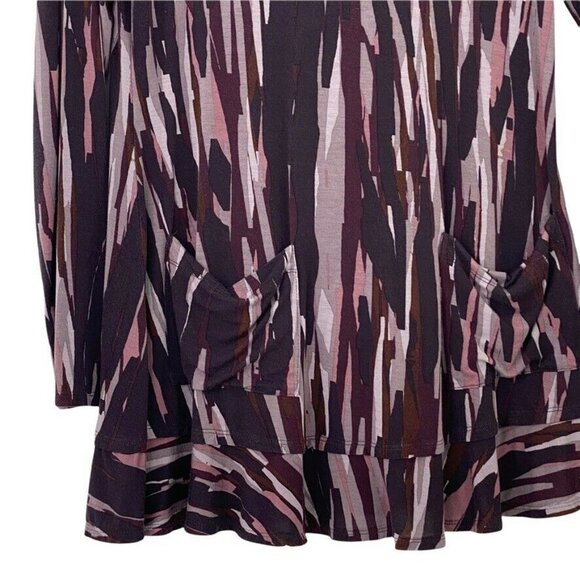 LOGO by Lori Goldstein Stretch Knit Tunic Top Pockets Purple Long Sleeve Sz XS - Picture 3 of 11